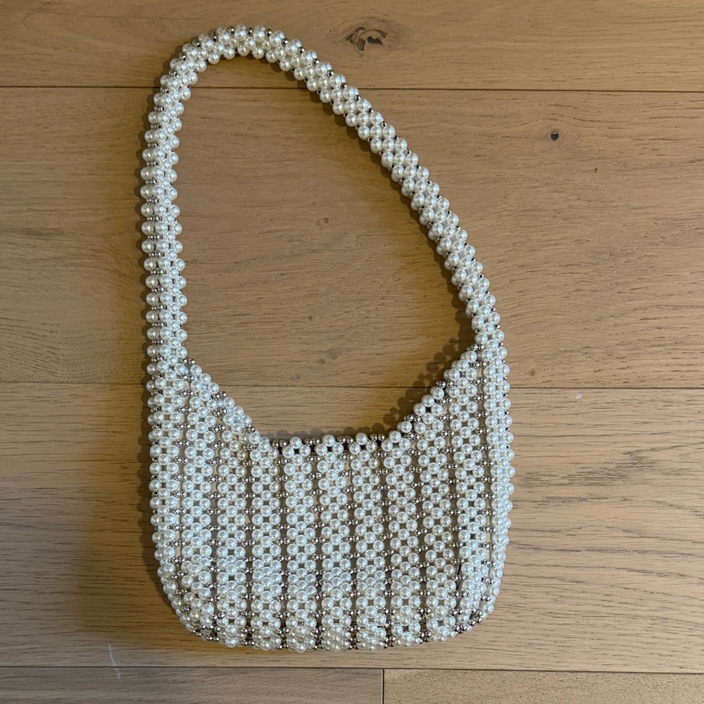 Zara Pearl Beaded Shoulder Bag - Ivory